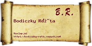 Bodiczky Réta névjegykártya